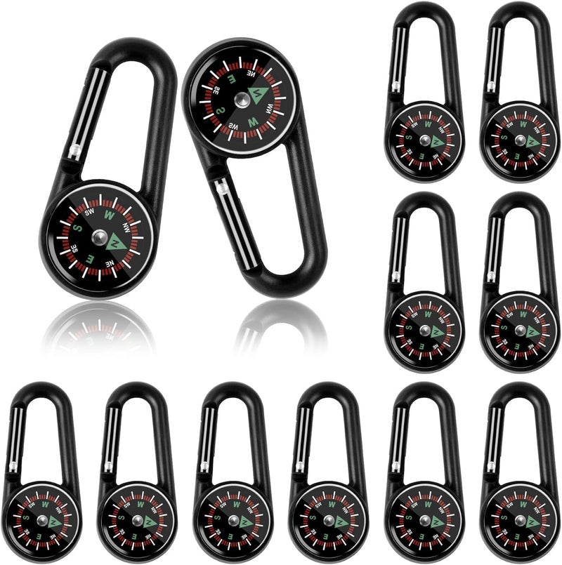 Taikula 12 Pcs Mini Compass Keychain for Kids Bulk, Small Pocket Magnetic Compass Survival Hiking for Outdoor Survival Camping Party Backpacking Accessory - Image 1